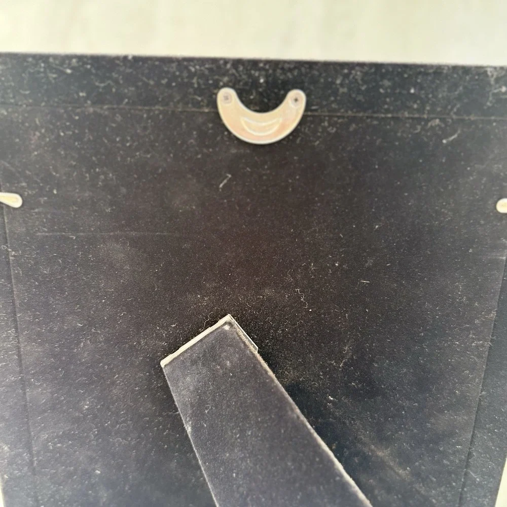 Vtg Solid Brass‎ Picture Frame Geometric Border Easel Back 8x10 Photo #6627